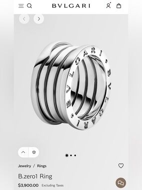 💍💍💍Authentic Unisex 18 Karat White Gold Bulgari B.Zero1 Ring Size 7-7.5 US